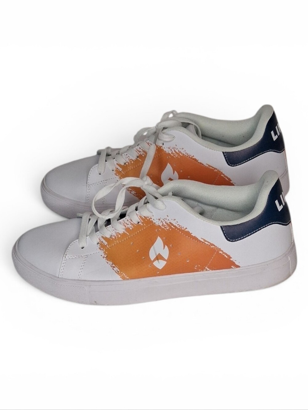 LINQ Custom Swag Graphic Splatter Men's Low Top White Orange Sneakers Size 12